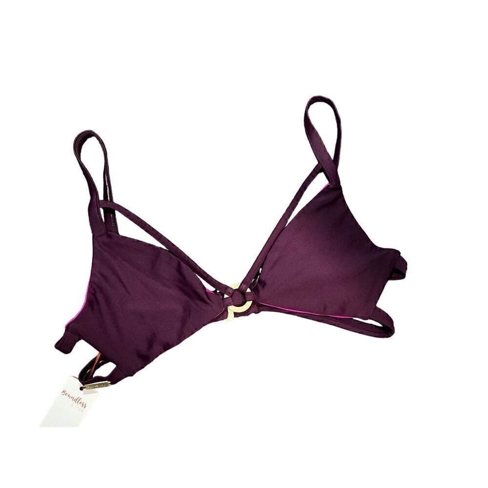 ISLA ADITI SWIM TOP, STRAPPY GOLD HARDWARE TRIANGLE, PINK BURGENDY, BEACHY, VACA
